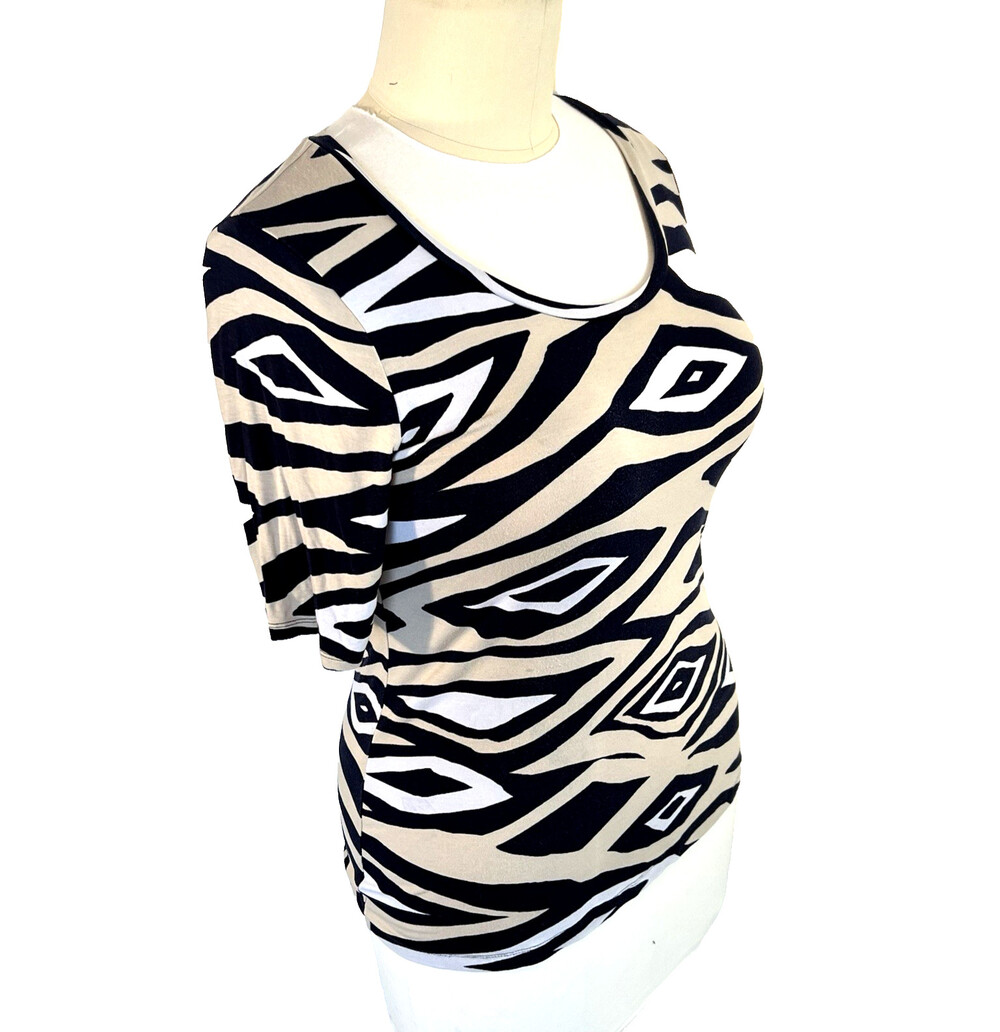 Banana Republic - Women's L Top Stretch Short Sleeve Diamond Ikat Print - Picture 3 of 15